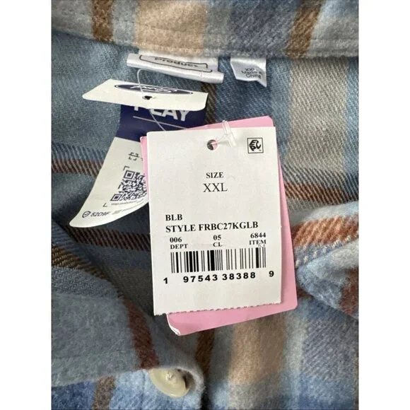 Ford Official Licensed Bronco Blue Brown Plaid Flannel Shirt Size XXL - Picture 4 of 6